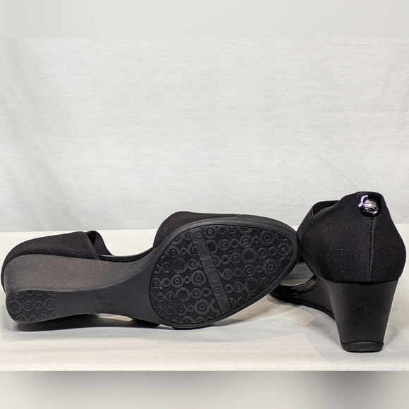 NEW Anne Klein Tara Strap d'Orsay Wedge Sz 6.5 black - Picture 4 of 4